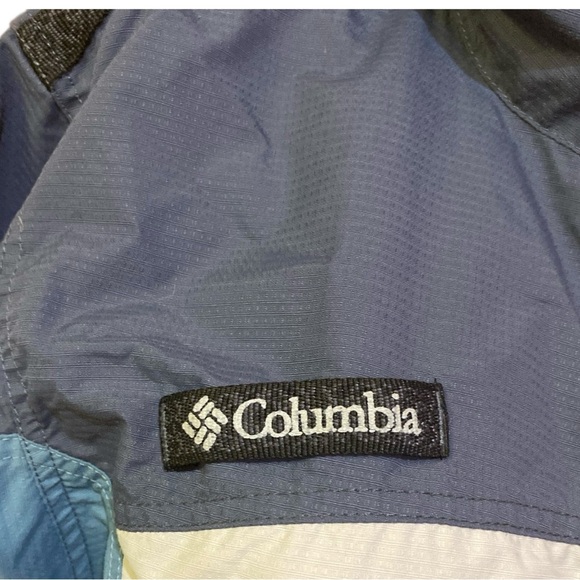 Columbia Blue and White Raincoat Weather-Resistant Hooded Design Sz S - Picture 2 of 8